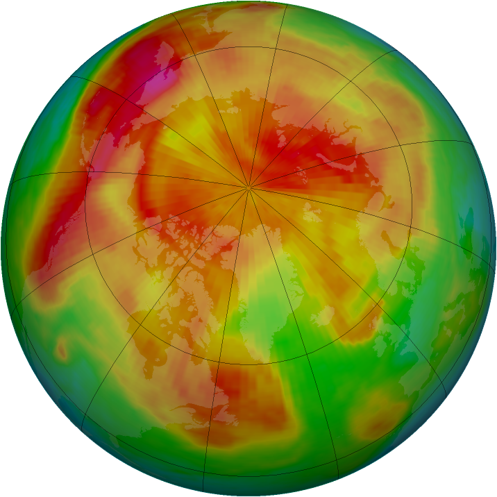 Arctic ozone map for 19 April 1985